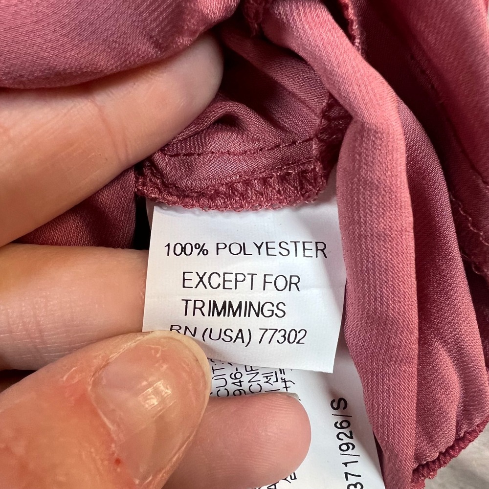 Zara Women's Size S Blouse Pink Long Sleeve Gemstone Keyhole Blouson Top - Picture 6 of 6
